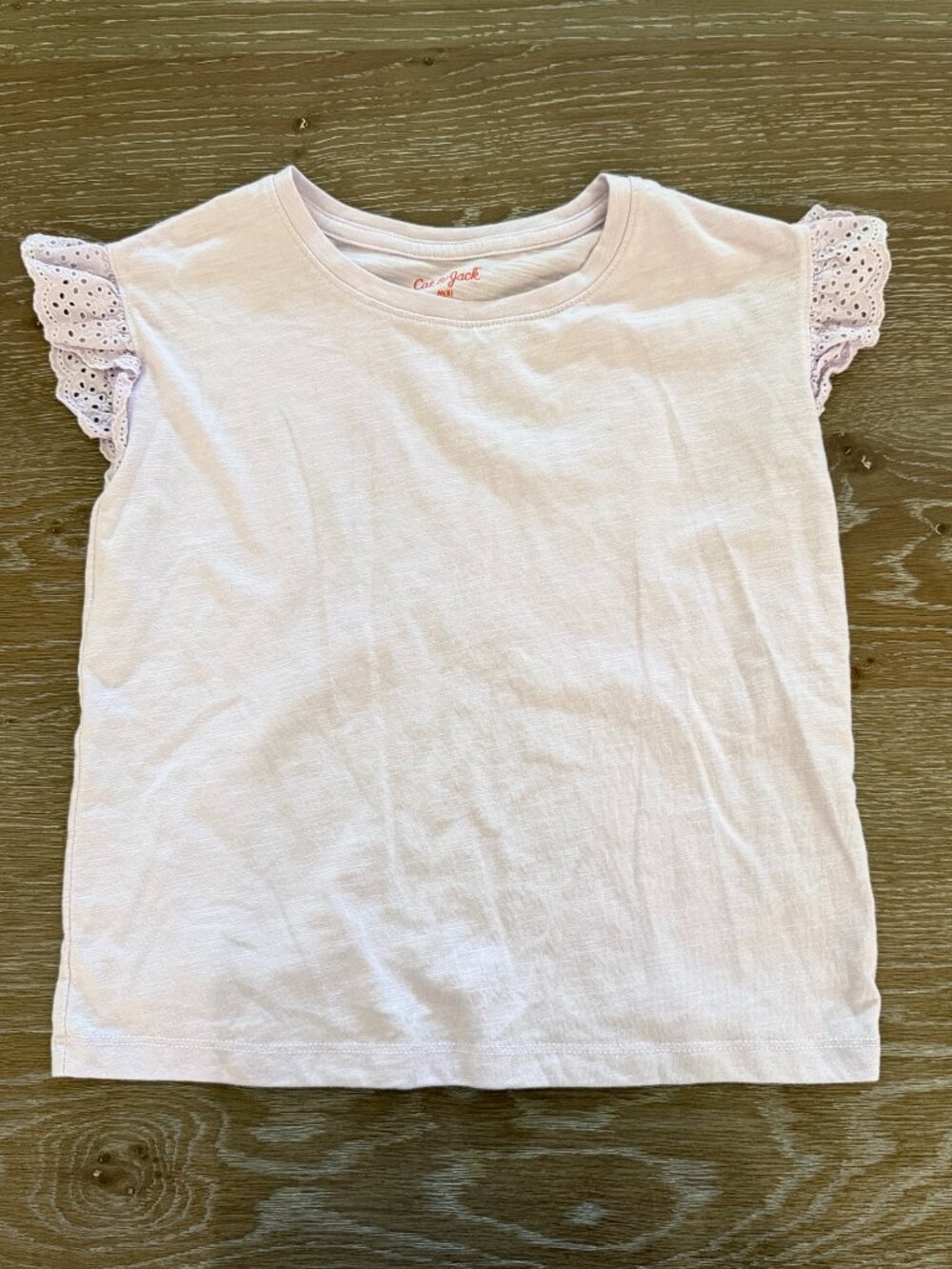 Girls Cat & Jack light purple lilac short sleeve eyelet t-shirt tee top size m 8